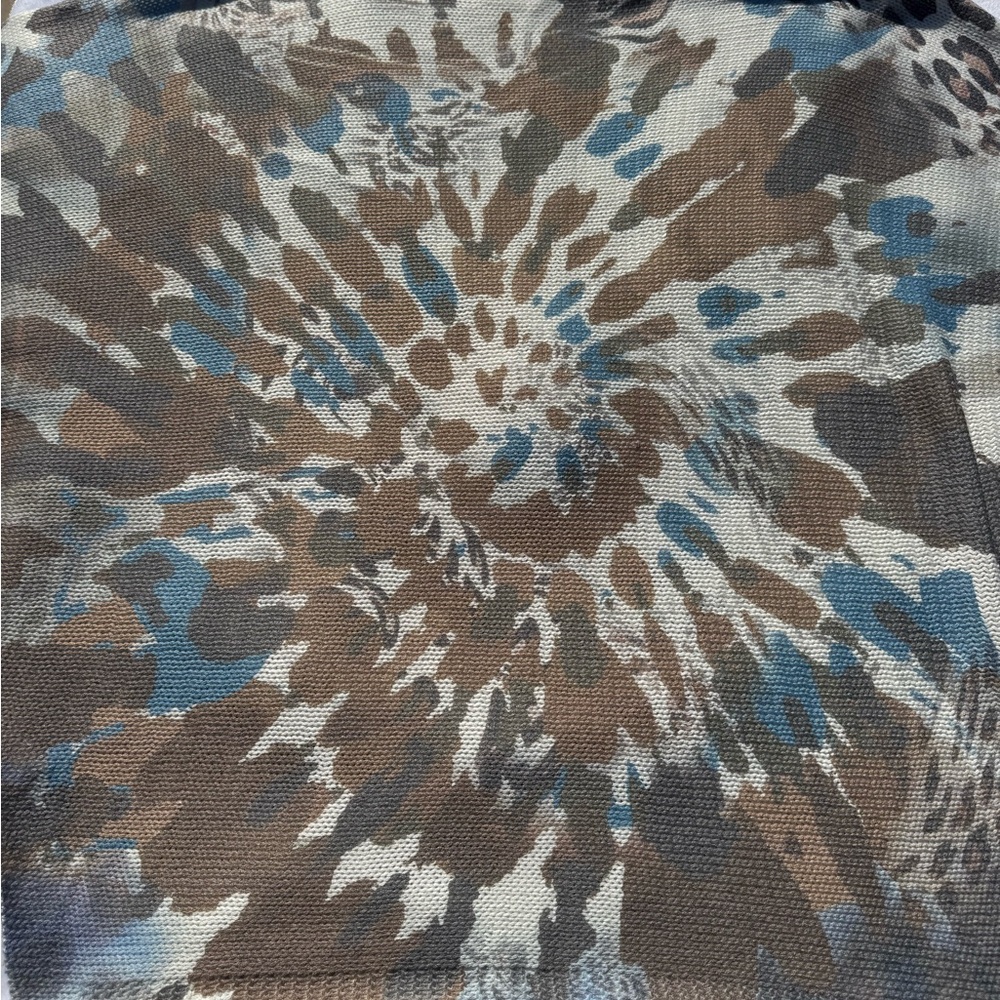 Tempo Paris Brown and Blue Patterned Crewneck Sweater - Picture 2 of 4